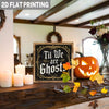 2D Flat, 1 Vintage Gothic Wooden Frame Halloween Wall Hanging Until We Become Ghosts - A 2D Flat Country-Style Decoration With Black And Gold Lettering, Measuring 8x8 Inches (20.32x20.32 Cm), Made From  Wood.
